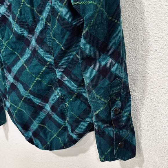 Speed and Strength Womens Reinforced Moto Shirt Teal Plaid Zip and Snap Sz Small - Picture 9 of 13